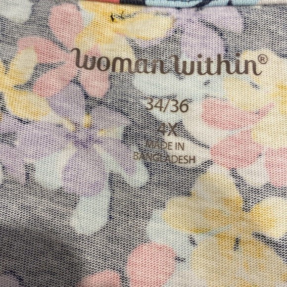 U womens Woman Within casual floral short sleeve stretch plus size top 4X - Picture 4 of 4